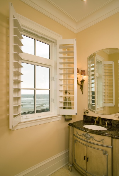 Plantation shutters in San Jose beach home